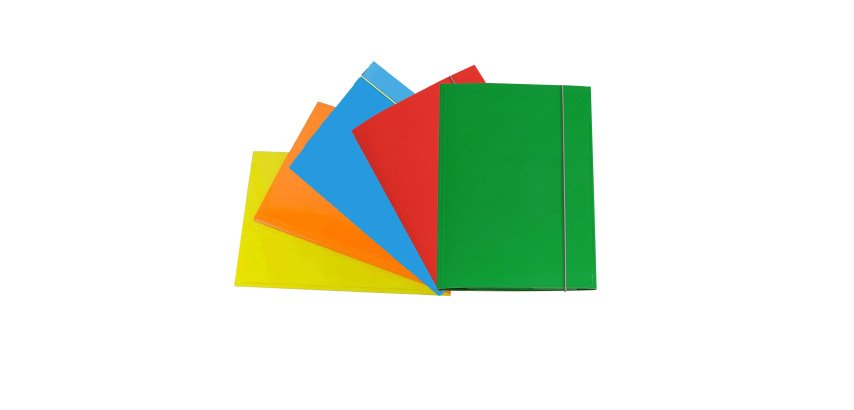 Cartella 3 lembi con elastico - A5 - dorso variabile - cartone plastificato - colori assortiti - Cartotecnica del Garda