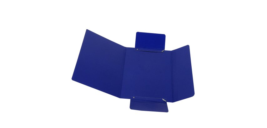 Cartella 3 lembi con elastico - A4 - dorso variabile - presspan - blu - Cartotecnica del Garda