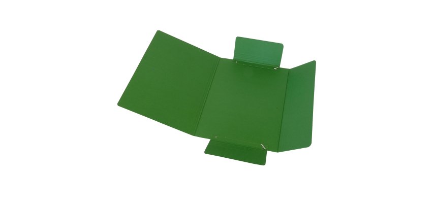 Cartella 3 lembi con elastico - A4 - dorso variabile - presspan - verde - Cartotecnica del Garda