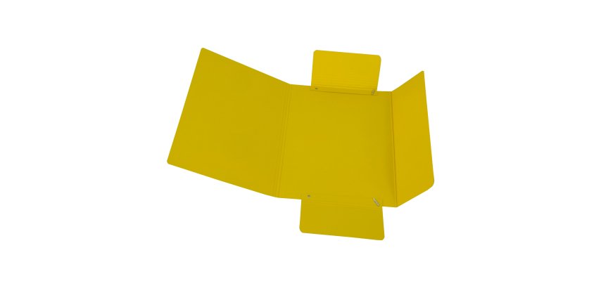Cartella 3 lembi con elastico - A4 - dorso variabile - presspan - giallo - Cartotecnica del Garda