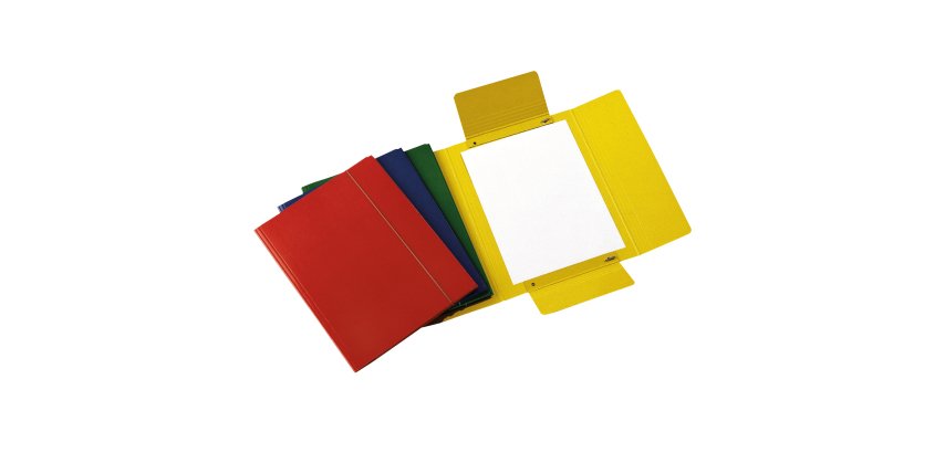 Cartella 3 lembi con elastico - A4 - dorso variabile - presspan - colori assortiti - Cartotecnica del Garda