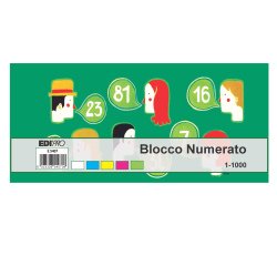 Blocchi numerati (1/1000) - 5 colori assortiti - 6 x 13 cm - Edipro