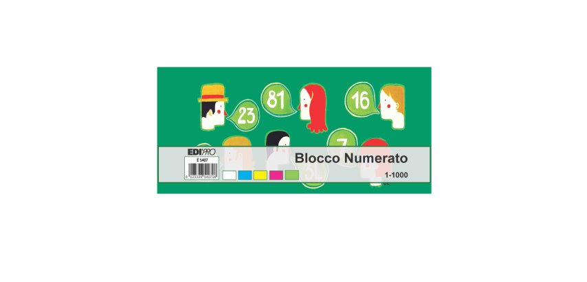 Blocchi numerati (1/1000) - 5 colori assortiti - 6 x 13 cm - Edipro