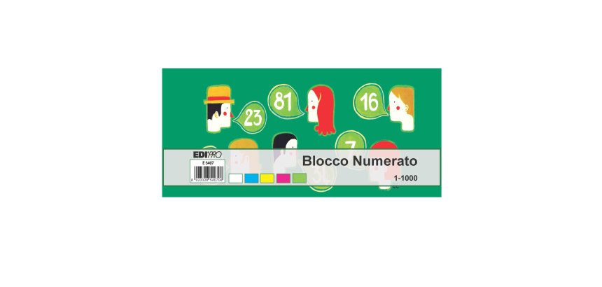 Blocchi numerati (1/1000) - 5 colori assortiti - 6 x 13 cm - Edipro