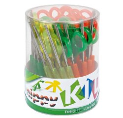 Forbici per mancini centimetrate - 13,5 cm - colori assortiti - Lebez - barattolo 24 pezzi