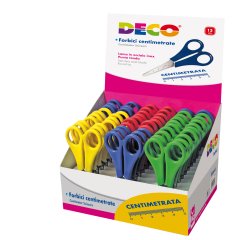 Forbici centimetrate - punta tonda - 13 cm - lama in acciaio inox - colori assortiti - DECO - conf. 30 pezzi