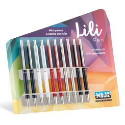 Penna mini a scatto da agenda - colori assortiti - Niji Italiana - conf. 10 pezzi