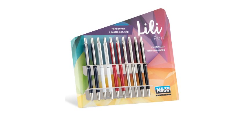 Penna mini a scatto da agenda - colori assortiti - Lebez - conf. 10 pezzi
