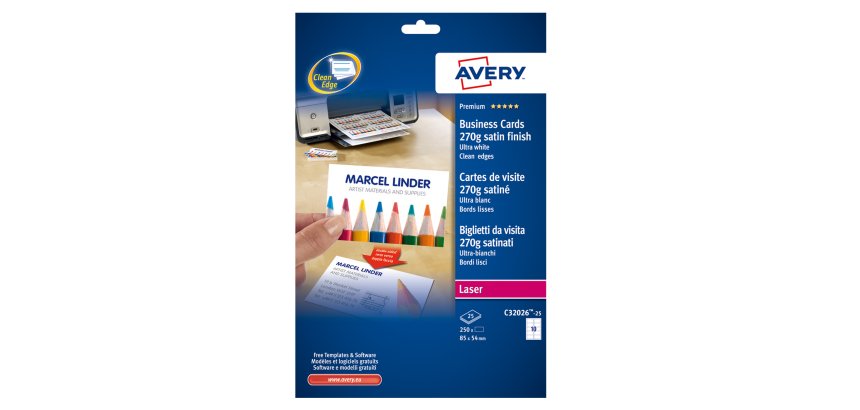 Avery C32026-25 business card Laser/Inkjet Cardboard White 25 pc(s)