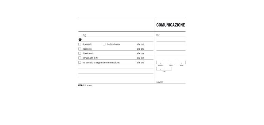 Blocco comunicazioni telefoniche - uso mano - 9,9 x 17cm - 100 fogli - Edipro