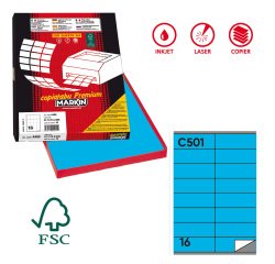 Etichette adesive C/501 - in carta - permanenti - 105 x 36 mm - 16 et/fg - 100 fogli - blu - Markin