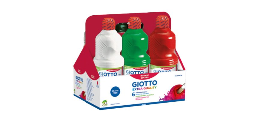 Schoolpack 6 flaconi tempera pronta - 1000ml - colori assortiti - Giotto