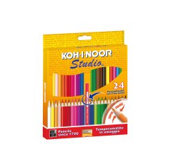 Matite colorate Studio - diametro mina 2,8 mm - colori assortiti - Koh.I.Noor - astuccio 24 pezzi