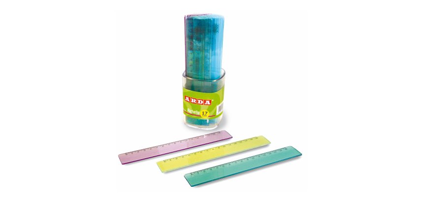 Barattolo 30 righelli - 17cm - colori trasparenti assortiti - Arda