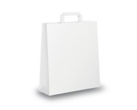 Shopper - maniglia piattina - 26 x 11 x 35 cm - carta kraft - bianco - Mainetti Bags - conf. 25 pezzi