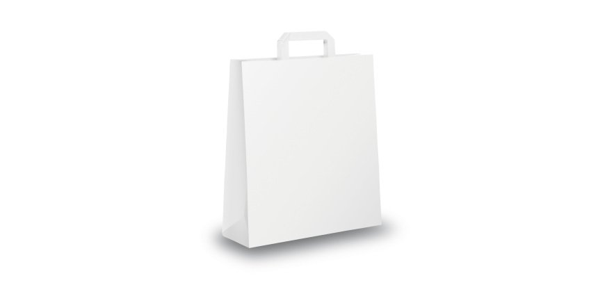 Shopper - maniglia piattina - 26 x 11 x 35 cm - carta kraft - bianco - Mainetti Bags - conf. 25 pezzi
