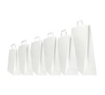 Shopper - maniglia piattina - 36 x 12 x 41 cm - carta kraft - bianco - Mainetti Bags - conf. 25 pezzi