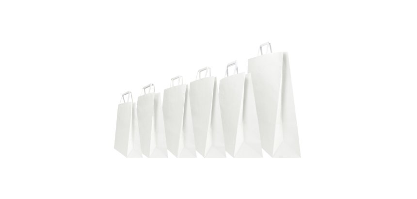 Shopper - maniglia piattina - 36 x 12 x 41 cm - carta kraft - bianco - Mainetti Bags - conf. 25 pezzi