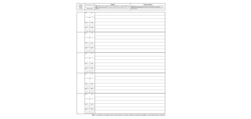 Registro antiriciclaggio operatori non finanziari - 31 x 24 - 96 fogli - Edipro