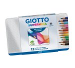 Pastello Supermina - mina 3,8 mm - colori assortiti - Giotto - astuccio in metallo 12 pezzi