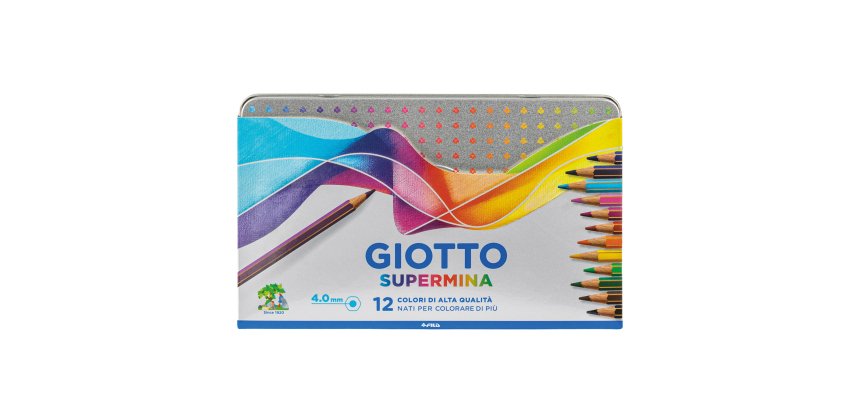 Pastello Supermina - mina 4 mm - colori assortiti - Giotto - astuccio in metallo 12 pezzi