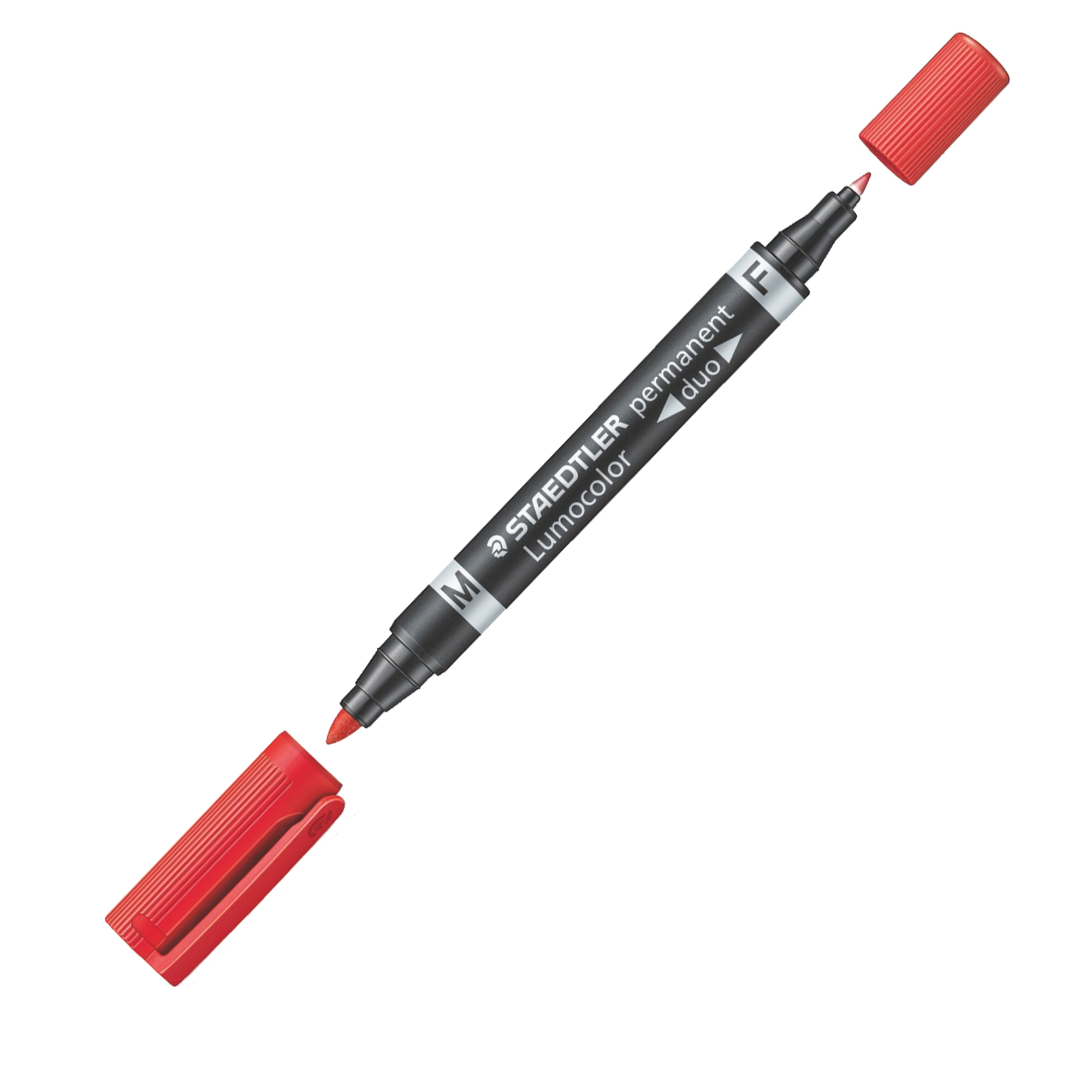 Pennarello Lumocolor Permanent Duo 348 punta feltro - punta 0,6mm e 1,5mm -  rosso - Staedtler su