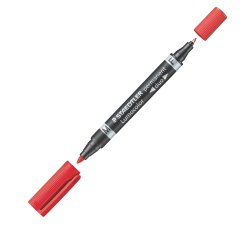 Pennarello Lumocolor Permanent Duo 348 punta feltro - punta 0,6mm e 1,5mm - rosso - Staedtler