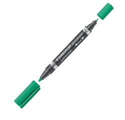 Pennarello Lumocolor Permanent Duo 348 punta feltro - punta 0,6mm e 1,5mm - verde - Staedtler