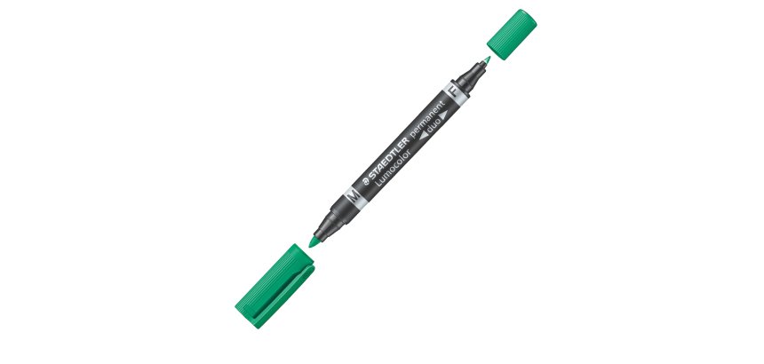 Pennarello Lumocolor Permanent Duo 348 punta feltro - punta 0,6mm e 1,5mm - verde - Staedtler
