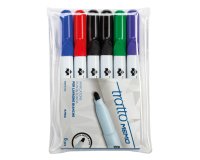 Pennarello a secco Tratto Memo per lavagne cancellabili  - punta conica - tratto 2,5mm - astuccio 6 colori - Tratto