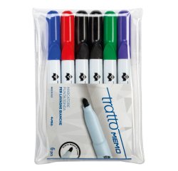 Pennarello a secco Tratto Memo per lavagne cancellabili  - punta conica - tratto 2,5mm - astuccio 6 colori - Tratto