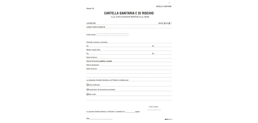 Cartella sanitaria di rischio per lavoratori esposti ad agenti cancerogeni - 31 x 24cm - Edipro