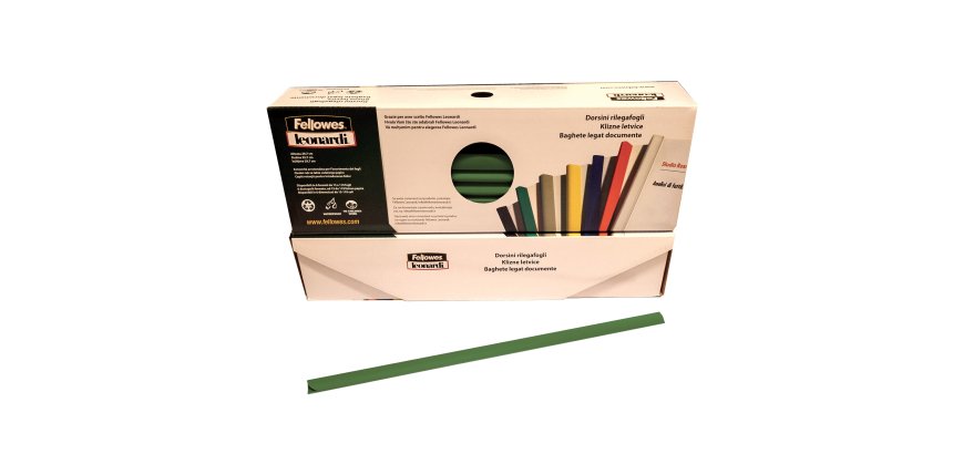 Dorsetti tondi per rilegatura - 8 mm - verde - Fellowes - scatola 50 pezzi