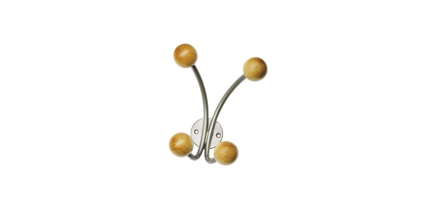 Appendiabiti da muro - 4 posti - 15 x 15 x 8,5 cm - argento - Alco