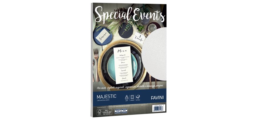 Carta metallizzata Special Events - A4 - 120 gr - bianco - Favini - conf. 20 fogli