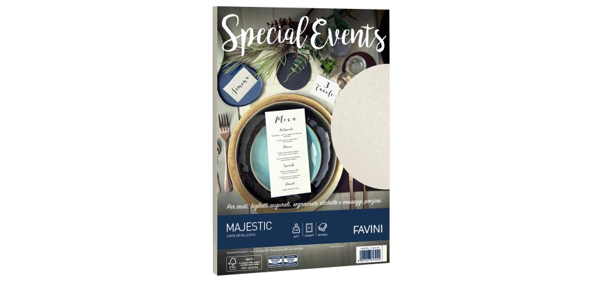 Carta metallizzata Special Events - A4 - 120 gr - crema - Favini - conf. 20 fogli