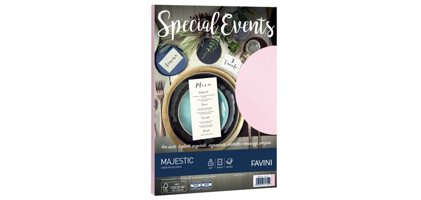 Carta metallizzata Special Events - A4 - 120 gr - rosa - Favini - conf. 20 fogli