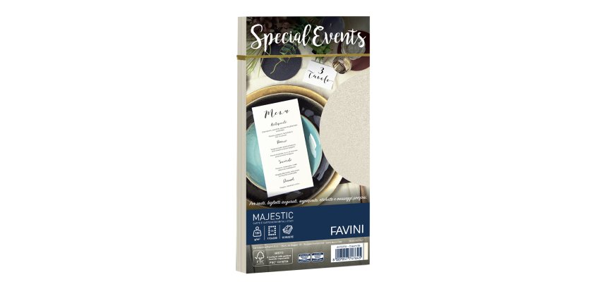 Busta Special Events metal - 110 x 220 mm - 120 gr - crema - Favini - conf. 10 buste