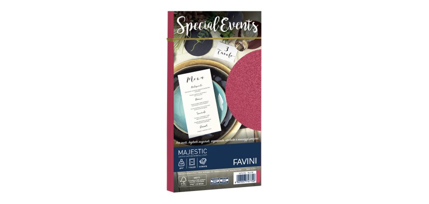 Busta Special Events metal - 110 x 220 mm - 120 gr - rosso - Favini - conf. 10 buste
