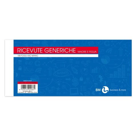 Blocco ricevute generiche - 10 x 22cm - 100 fogli - BM