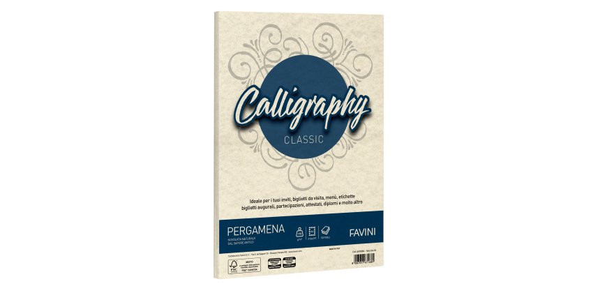 Carta Calligraphy Pergamena - A4 - 190 gr - naturale 06 - Favini - conf. 50 fogli
