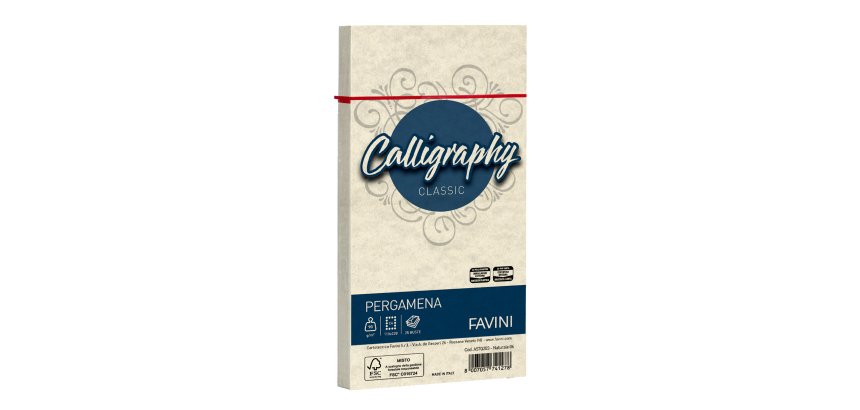 Busta Calligraphy Pergamena - 110 x 220 mm - 90 gr - naturale 06 - Favini - conf. 25 pezzi