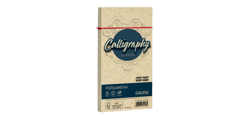 Busta Calligraphy Pergamena - 110 x 220 mm - 90 gr - crema 05 - Favini - conf. 25 pezzi