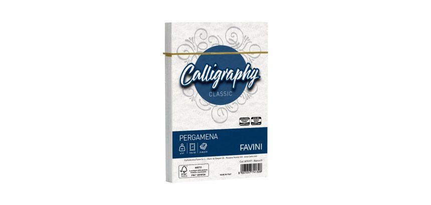 Busta Calligraphy Pergamena - 120 x 180 mm - 90 gr - bianco 01 - Favini - conf. 25 pezzi