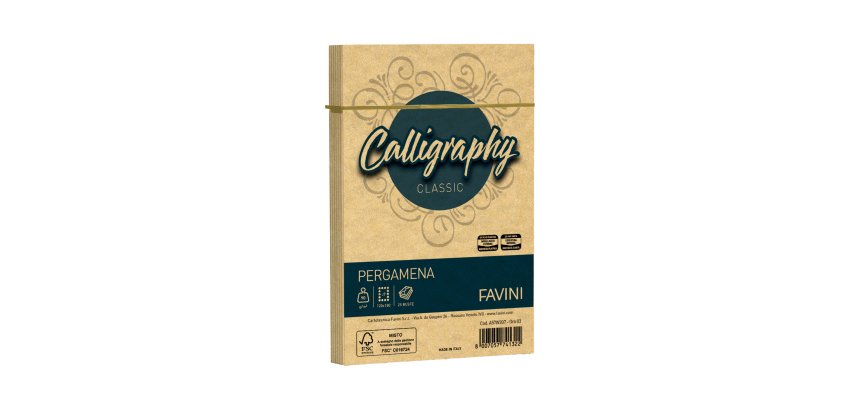 Busta Calligraphy Pergamena - 120 x 180 mm - 90 gr - oro 03 - Favini - conf. 25 pezzi