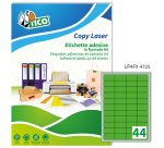 TICO Etichette adesive in carta fluorescente verde 47,5x25,5mm, 44 etichette per foglio, adesivo permanente, laser/inkjet, 70 fogli