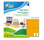 TICO Etichette adesive in carta fluorescente arancione 200x142mm, 2 etichette per foglio, adesivo permanente, laser/inkjet, 70 fogli
