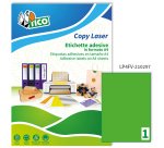 Etichette adesive LP4F - in carta - permanenti - 210 x 297 mm - 1 et/fg - 70 fogli - verde fluo - Tico