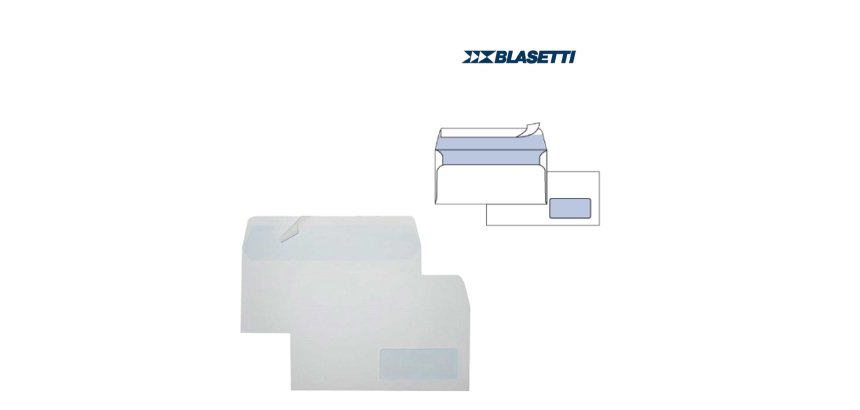 Busta Eco Strip Laser FSC - con finestra - adatta a stampa laser - 11 x23 cm - 90 gr - bianco - Blasetti - conf. 500 pezzi