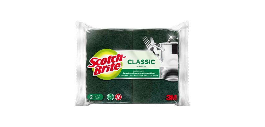 Spugna Classic - 14,2x2,4x11,5 cm - giallo/verde - Scotch-Brite - conf. 2 pezzi